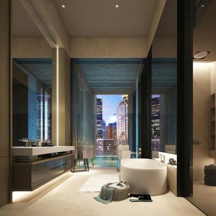 taupe-vonios kambarys-didelis langas-su vaizdu-smėlio spalvos kilimas-grindų dizainas sienos veidrodis