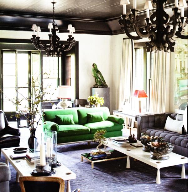 gerai sutvarkyta svetainė-sofa-žalia
