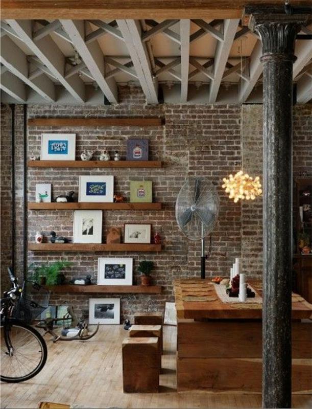 dnevna soba-z-opeko-stena-leseno-tla-in-masivno-leseno-pohištvo-za-moderno-dnevno sobo