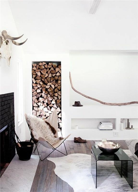 bela-dnevna soba-pohištvo-v-dnevni sobi-živalska koža-preproga-tkanina-stol-črna miza