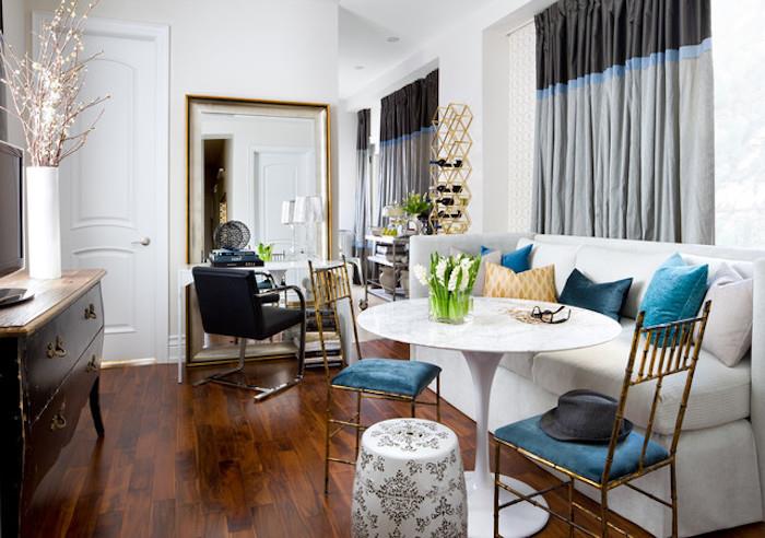 Mavi ve beyaz yapmak için serin bir deco uzun oturma odası düzenlemek için oturma odası renk fikri