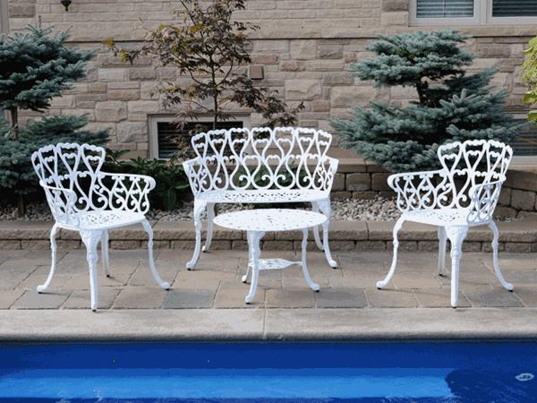sodo baldai iš aliuminio-unikalus dizainas-baltas-aliuminis