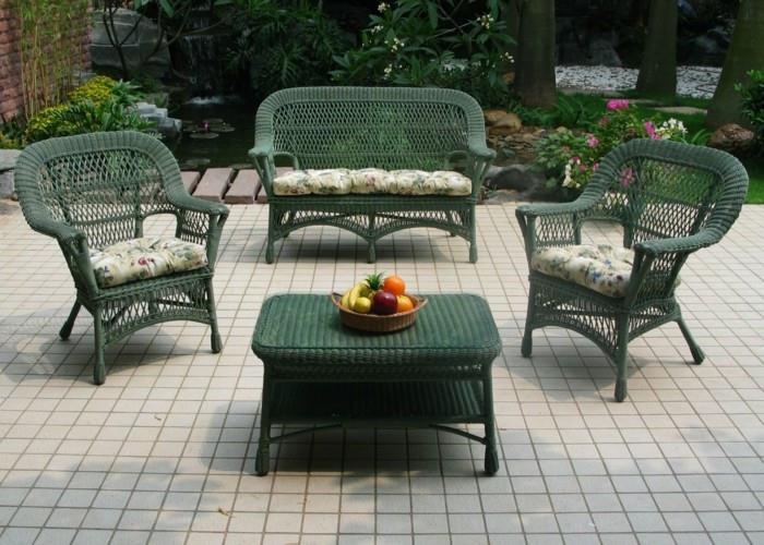 vrtno pohištvo-pletenica-zelena-vintage-miza