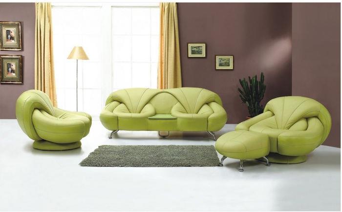 kakšne barve z rjavo barvo v dnevni sobi in janeževim zelenim kavčem