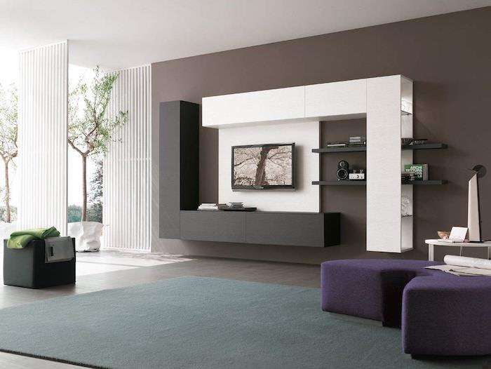 moderno pohištvo za dnevno sobo oblikuje velik minimalističen prostor