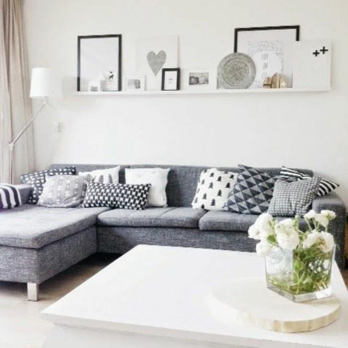 modern-oturma odası-gri-melanj-kanepe-gri-köşe-kanepe-modern-mobilya-çiçekler-oturma odası