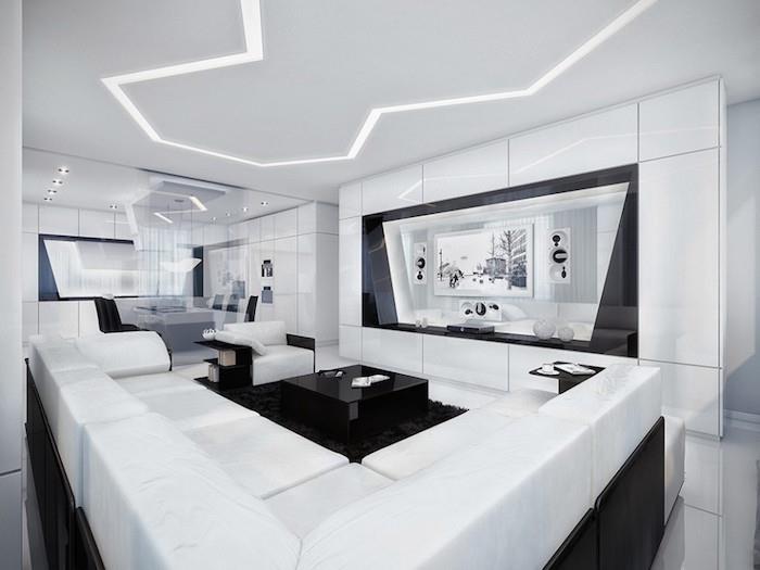 dekoracija salon ultra design deco dnevna soba bela lakirana