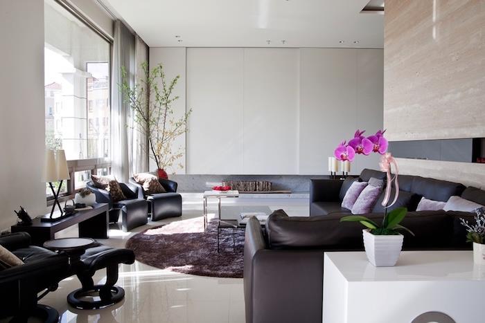 oblikovalska ideja postavitve dnevne sobe s sodobnim pohištvom in zofami