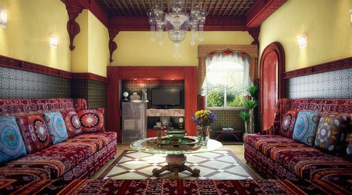 Maroko teminė svetainė Nuostabios idėjos su kambariu Patraukli Maroko stiliaus svetainė Maroko stiliaus svetainė