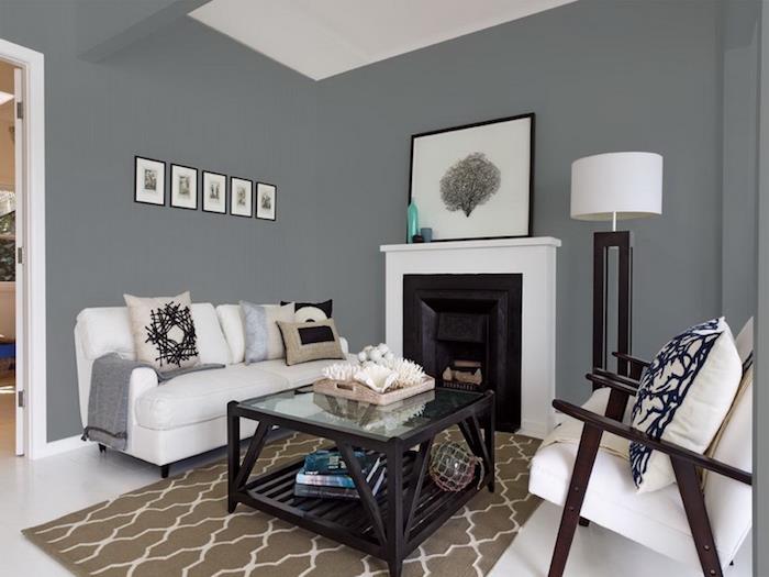 oturma odası ve beyaz için taupe gri renk kombinasyonu