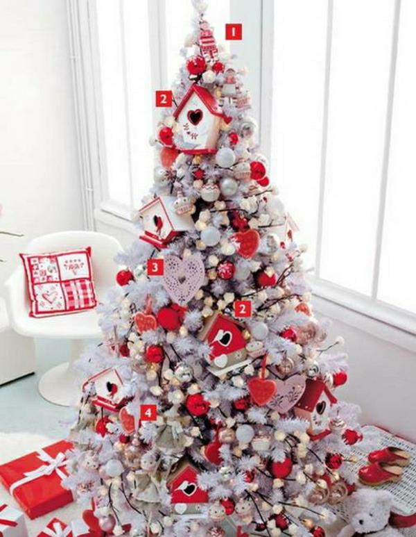 Noel ağacı-beyaz-deco-kırmızı