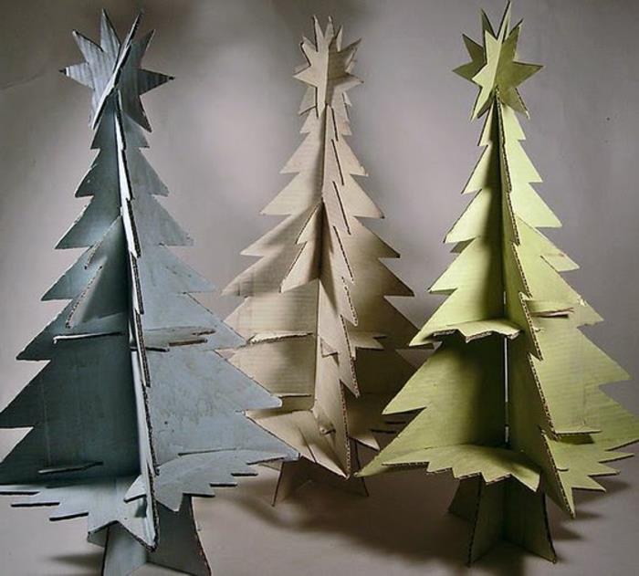 kartoninė Kalėdų eglutė, įdomių formų kartoniniai medžiai