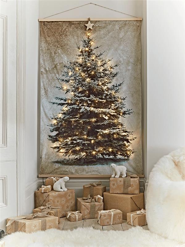 orijinal Noel ağacı duvar halısı Noel ağacı desenleri ambalaj kağıdı minimalist deco puf
