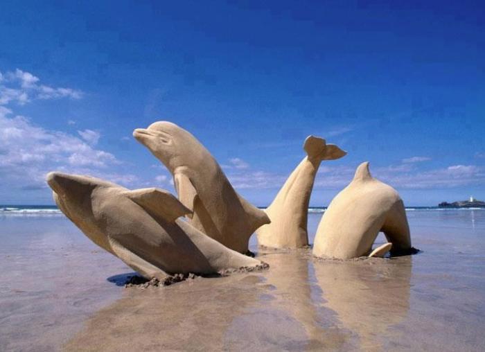 potapljanje-delfini-pesek-kiparstvo