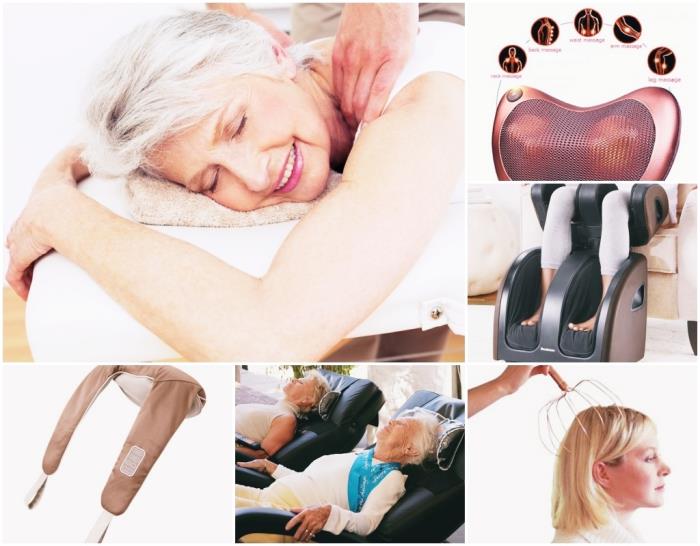 orodja in pribor za masažo glave ali hrbta doma, masažno napravo za stopala v ponudbi za dan babice