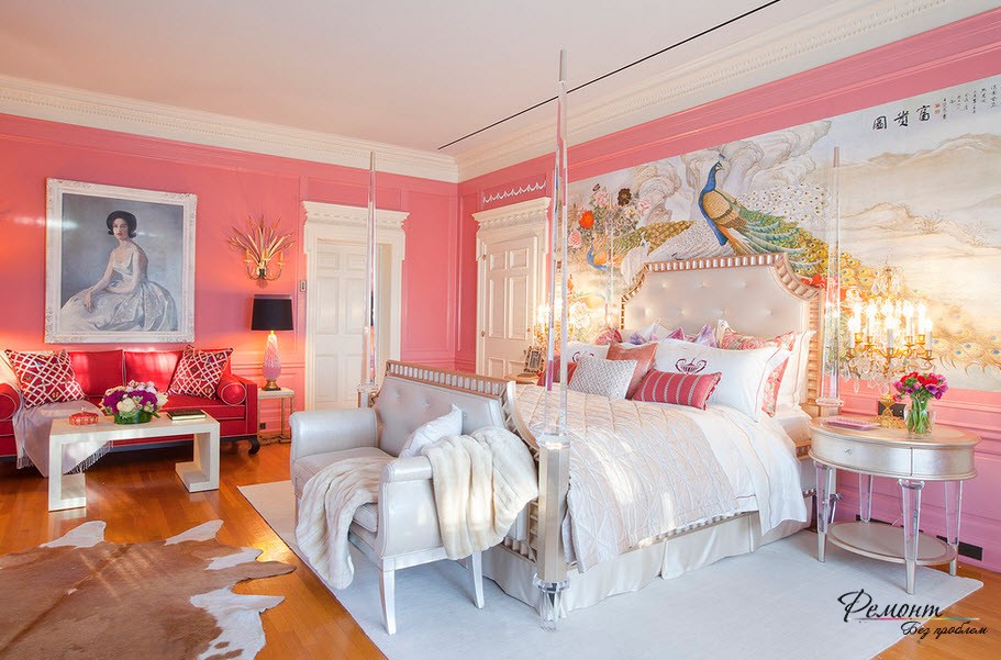 Espectacular decoración de pared en rosa