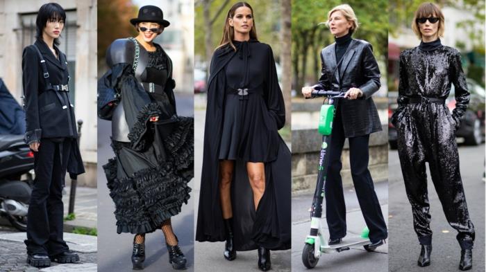 Paris Moda Haftası Siyah Kıyafetler Zarif Paris Kıyafetleri Şık Kadın Takım Elbise Seti