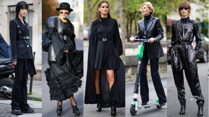 Paris Fashion Week Black Outfits Elegantna pariška obleka Chic Woman Suit Set