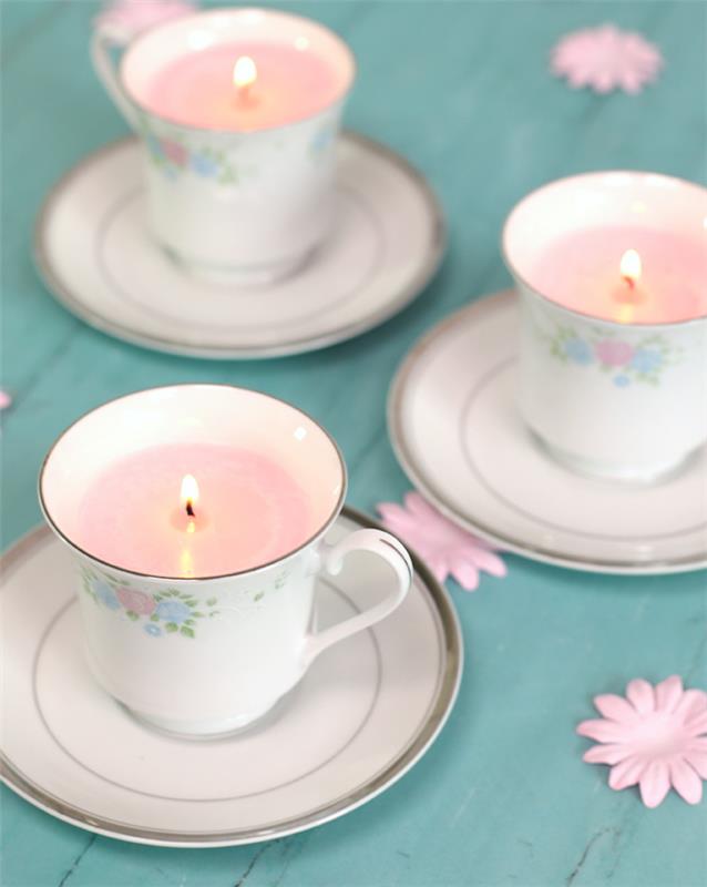 arbatos rinkinys kvepiančios žvakės spalvingas vaško potėpis žavinga personalizuota močiutės dovana