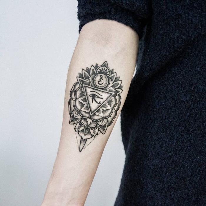 pomen tetovaže trikotnika, povezan z globoko duhovno simboliko mandale