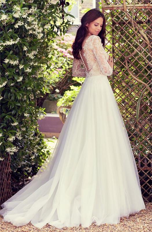 Vrhunska elegantna poročna obleka v elegantnem slogu dneva d s čudovito moderno obleko
