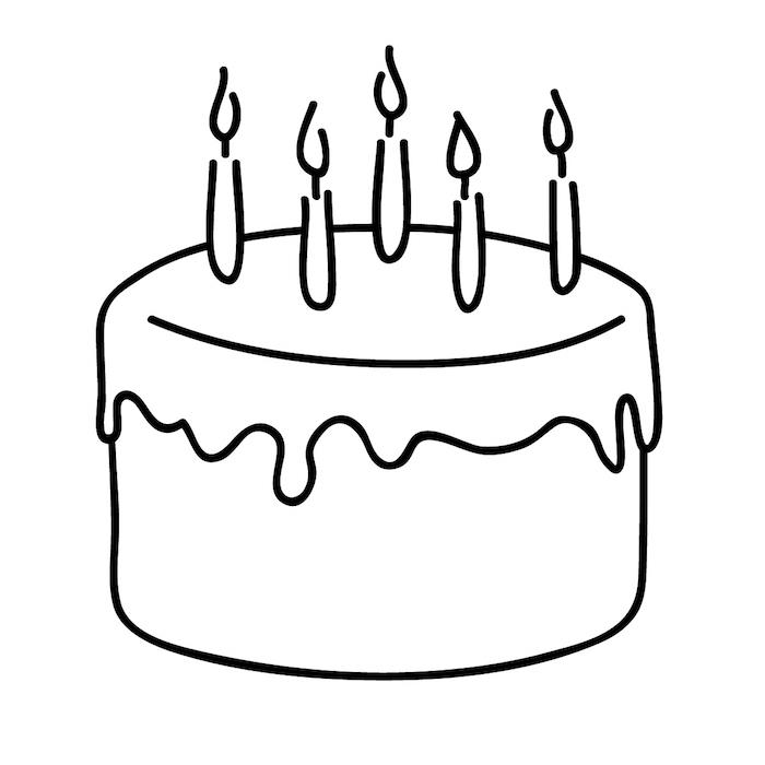 Preprosta risba torte zase, risanje za rojstni dan, barvanje rojstnodnevne torte
