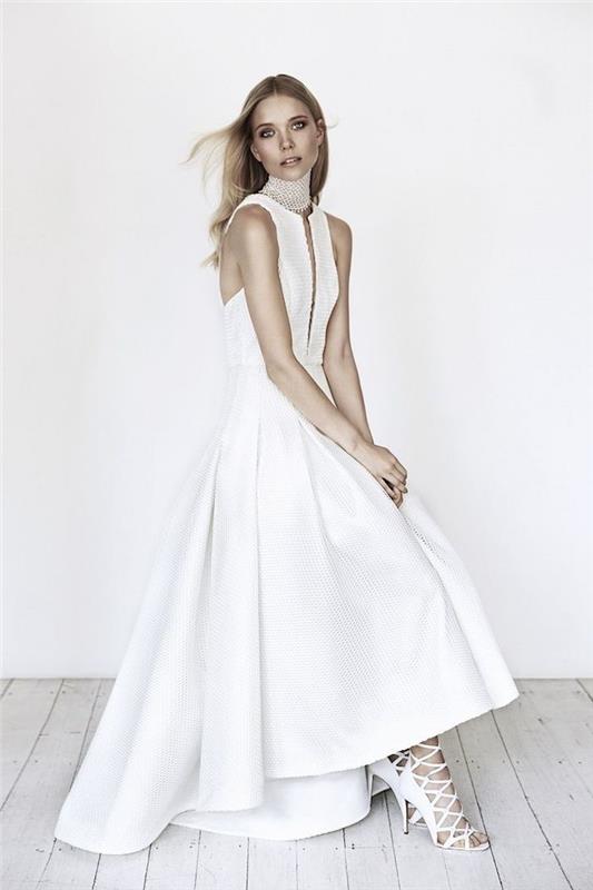 Moderni vestuvinė suknelė ilga balta suknelė vestuvinių suknelių įvaizdžio suknelė pelėda vestuvių suknelės idėja