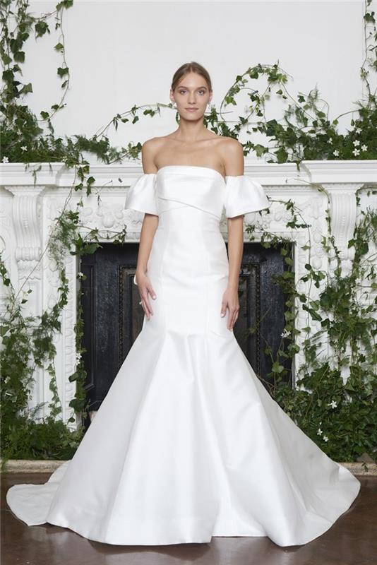 Vestuvinė suknelė 2018 pronuptia nuotakos suknelės klasės vestuvių nuotraukų suknelė puošni nuo peties moderni suknelė