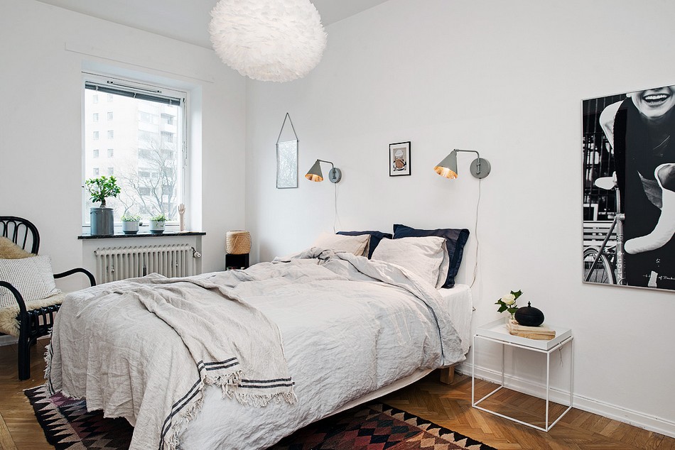 Notranjost spalnice v skandinavskem slogu