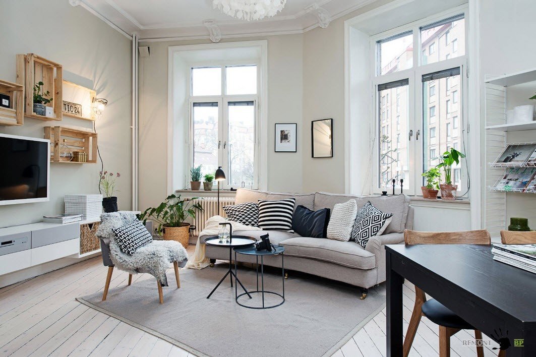 Sala de estar en estilo escandinavo.