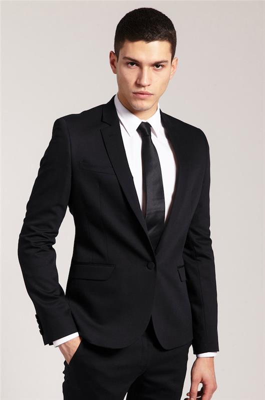erkek stili, ofis nasıl giyilir fikri, beyaz gömlekli siyah takım elbise