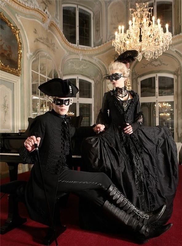 İki kişilik maskeli balo kostümleri, barok avize, siyah vintage elbise, Venedik karnaval kostümü yetişkin kadın, şenlikli ve modern kıyafetinizi seçin