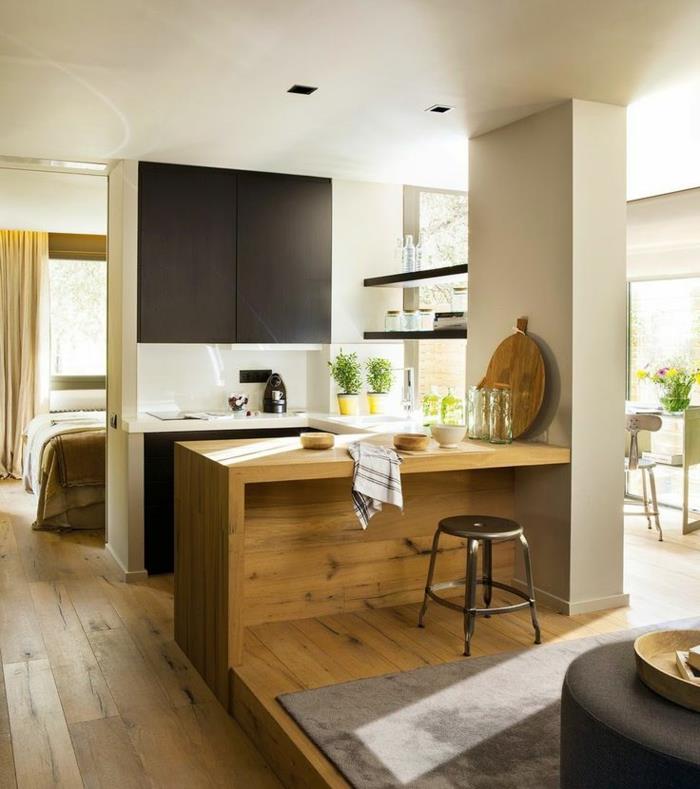 hafif-parke-zemin-mobilya-küçük-açık-mutfak-bar-of-yerdeki mutfak