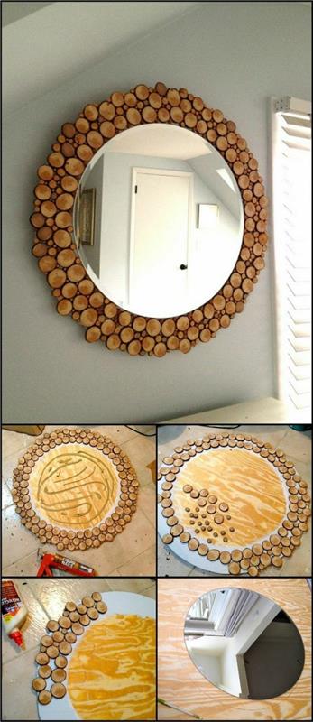 Decorazioni specchio con legno, specchio per il muro