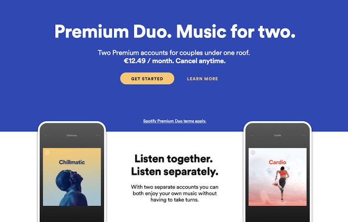 Spotify je pravkar predstavil novo ponudbo Premium Duo za pare s skupnim seznamom predvajanja Duo Mix