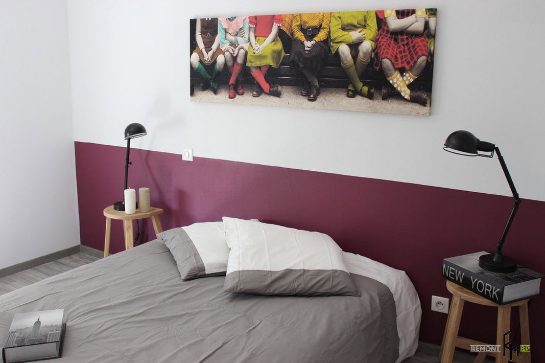 Dipinto sul muro della camera da letto in stile loft