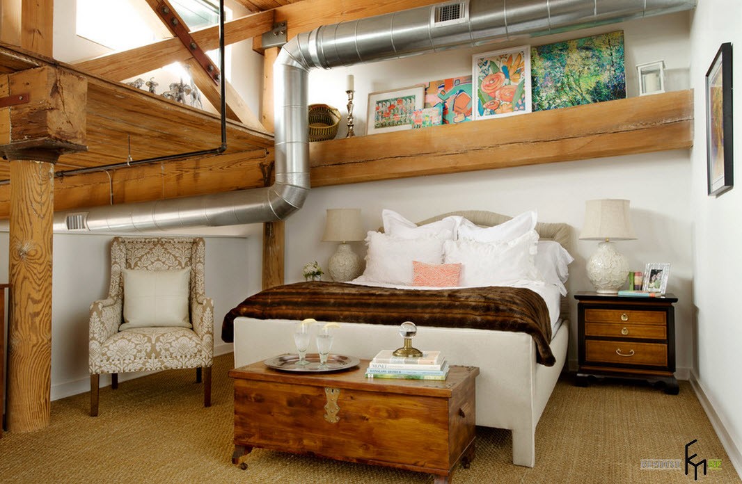 Dormitorio con literas estilo loft