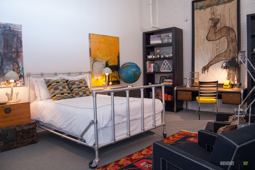 Cama de metal estilo loft