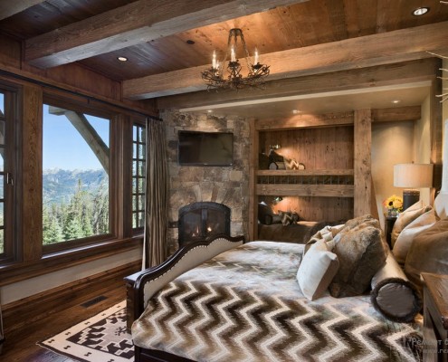 Camera da letto in una casa in stile chalet