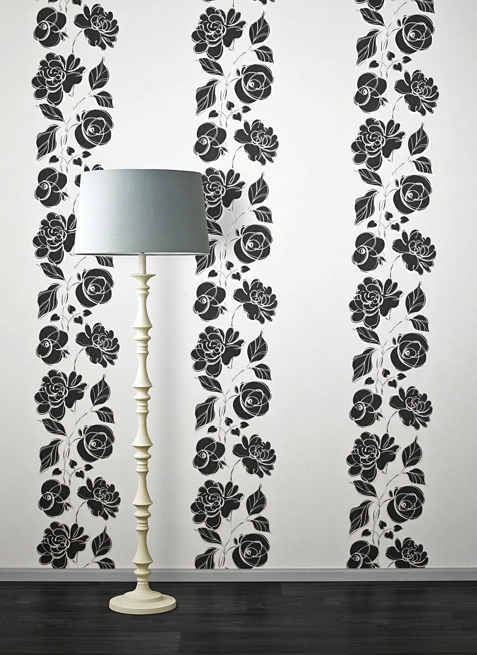 blanco con flores negras