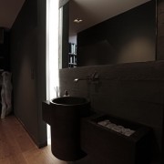 Diseño de baño oscuro