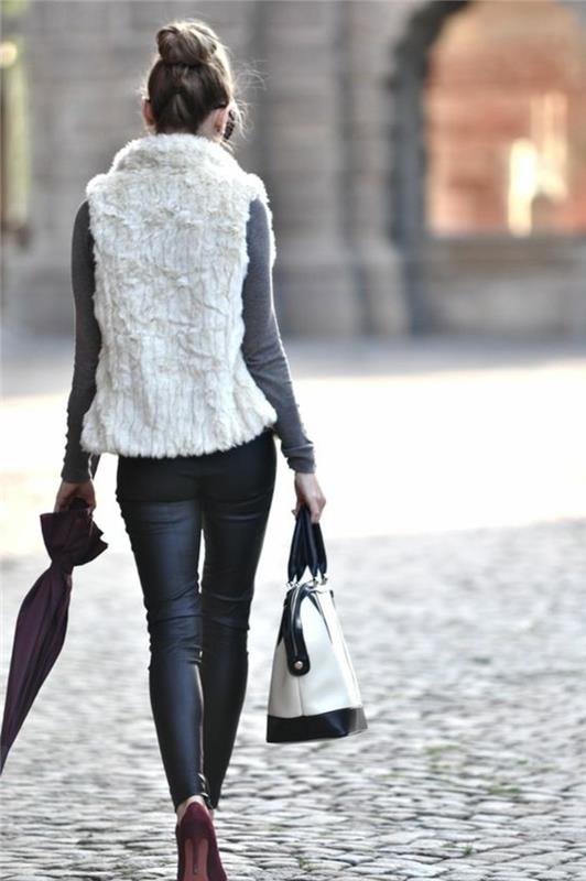 stil-kadın-2016-uzun-kolsuz-yelek-kadın-pantolon-siyah-deri