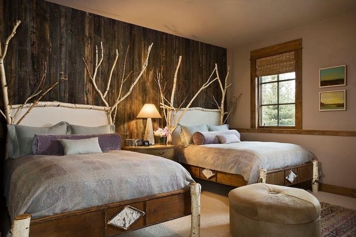 diy rustik yatak odası dekoru, dalgaların karaya attığı odun ile orijinal bir başlık nasıl yapılır, ahşap yatak odası mobilyaları