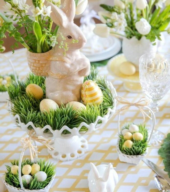 süper-deko-paskalya-masa-sarı-yeşil-küçük-sepetler-içeren-yumurta-ve-çimen-küçük-sürpriz-her-misafir-misafir için