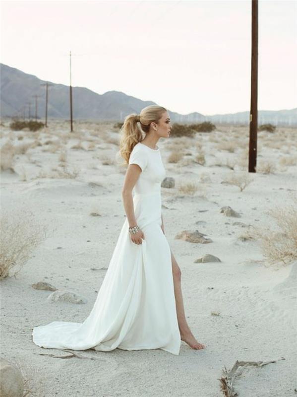 graži-paprasta ir originali ilga desertinė vestuvinė suknelė