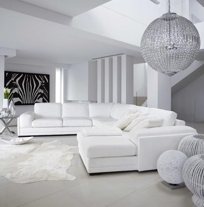 süper-renk-öneri-duvar-oturma odası-beyaz-beyaz-mobilya-zebra-resim-görkemli-avize
