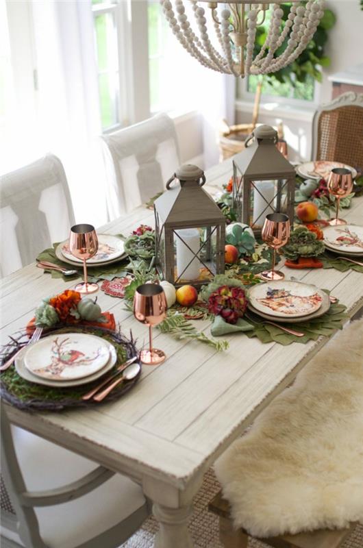 yemek odası için güzel masa avize mumlar sonbaharda etkinlik deco sonbahar masası en güzel dekorasyon