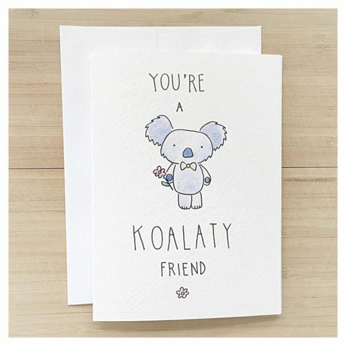 Sveikinimo atviruko piešimas jos geriausiam draugui miela koala idėja vouex atvirutė