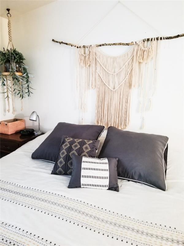 bohem şık stil makrome kolye ışık dekorasyon küçük yatak odası bitkiler için modern boho makrome gümüş başucu lambası