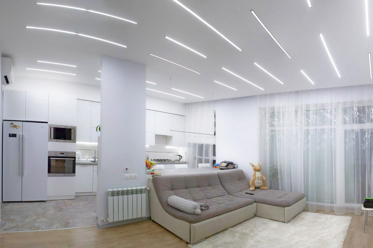 linee led in soggiorno